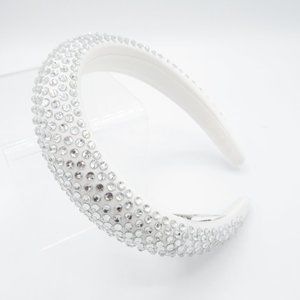 J. Crew Rhinestone Studded Puff Headband - White